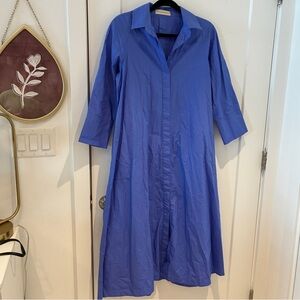 Purificacion Garcia Blue Trapeze Shirt Midi Dress XS